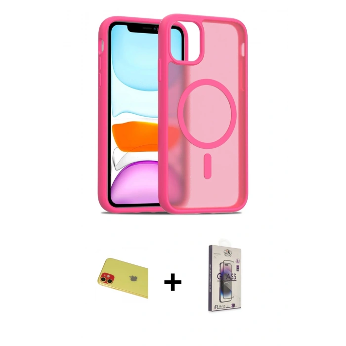 MARSİLYAN™- iPhone 11 Kılıf Siluet Minimal Prime - Siyah Bilvis 3D Cam Ekran Koruyucu + Rainbow Kamera Lens Koruma Cam - KI