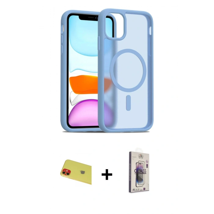 MARSİLYAN™- iPhone 11 Kılıf Siluet Minimal Prime - Siyah Bilvis 3D Cam Ekran Koruyucu + Rainbow Kamera Lens Koruma Cam - KI