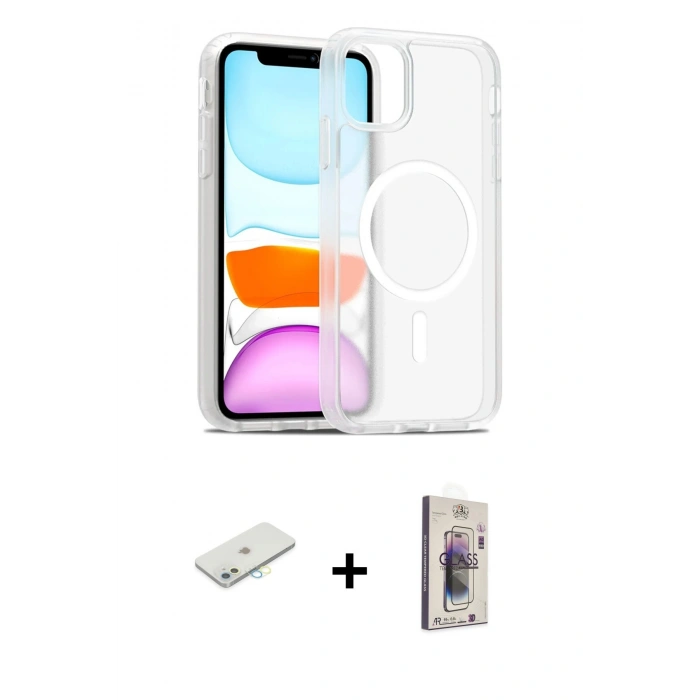 MARSİLYAN™- iPhone 11 Kılıf Siluet Minimal Prime - Siyah Bilvis 3D Cam Ekran Koruyucu + Renkli Kamera Lens Koruma Cam - SI