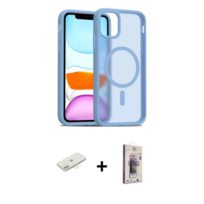 MARSİLYAN™- iPhone 11 Kılıf Siluet Minimal Prime - Siyah Bilvis 3D Cam Ekran Koruyucu + Renkli Kamera Lens Koruma Cam - SI