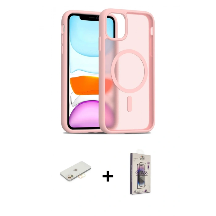 MARSİLYAN™- iPhone 11 Kılıf Siluet Minimal Prime - Siyah Bilvis 3D Cam Ekran Koruyucu + Renkli Kamera Lens Koruma Cam - SI