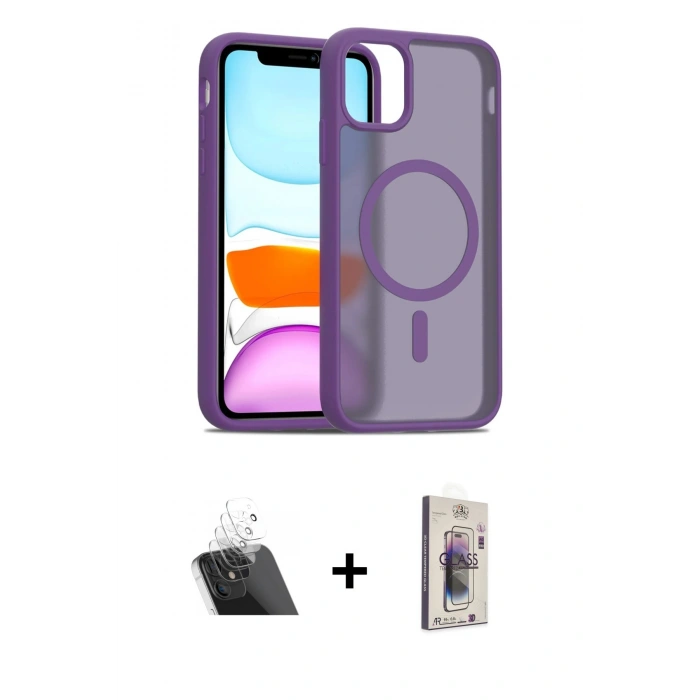 MARSİLYAN™- iPhone 11 Kılıf Siluet Minimal Prime - Siyah Bilvis 3D Cam Ekran Koruyucu + Kamera Lens Koruma Cam - SF