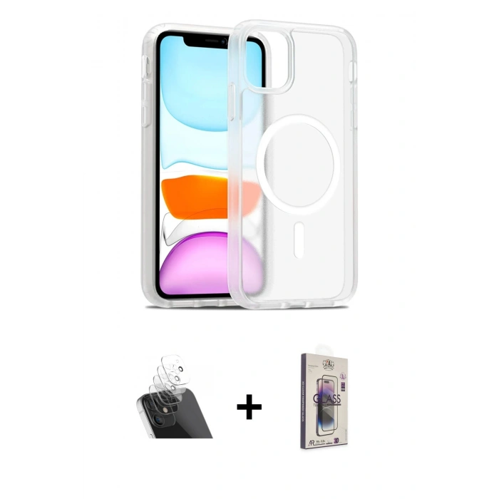 MARSİLYAN™- iPhone 11 Kılıf Siluet Minimal Prime - Siyah Bilvis 3D Cam Ekran Koruyucu + Kamera Lens Koruma Cam - SF