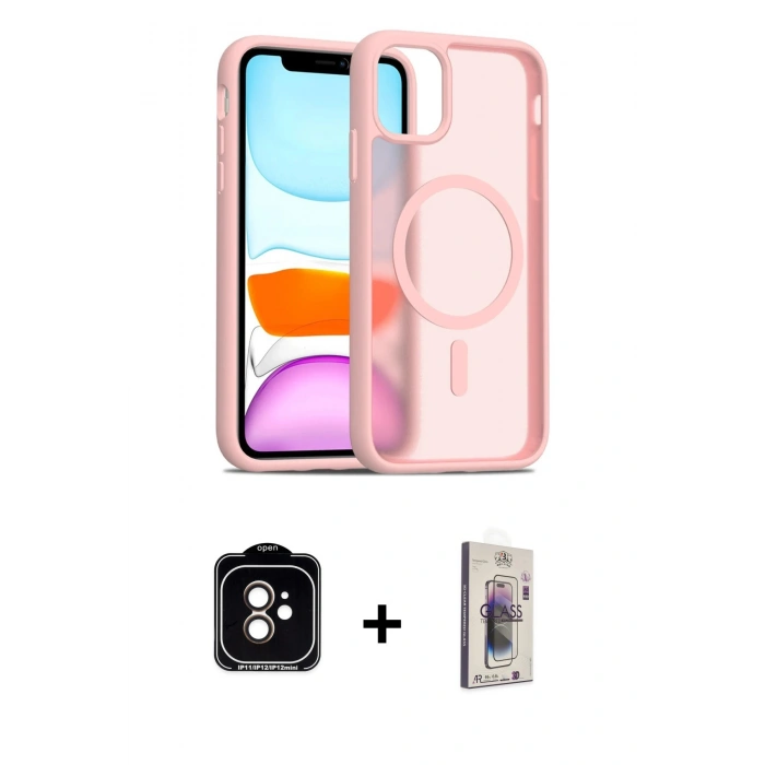 MARSİLYAN™- iPhone 11 Kılıf Siluet Minimal Prime - Siyah Bilvis 3D Cam Ekran Koruyucu + PVD Metal Kamera Lens - TU