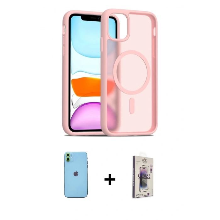 MARSİLYAN™- iPhone 11 Kılıf Siluet Minimal Prime - Siyah Bilvis 3D Cam Ekran Koruyucu + Neon Fosforlu Kamera Lens - YL