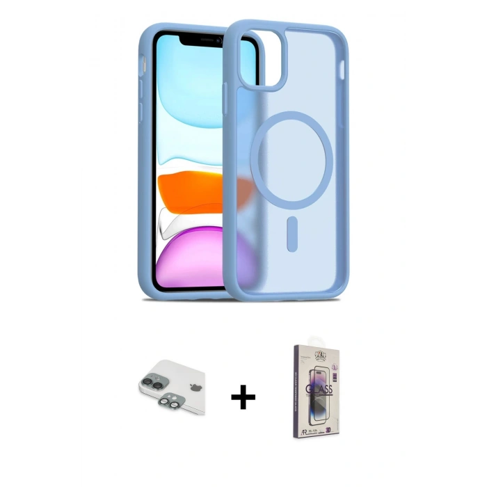 MARSİLYAN™- iPhone 11 Kılıf Siluet Minimal Prime - Siyah Bilvis 3D Cam Ekran Koruyucu + Pers Alüminyum Kamera Lens - YL