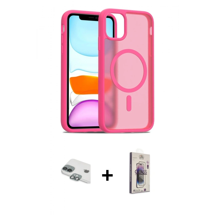 MARSİLYAN™- iPhone 11 Kılıf Siluet Minimal Prime - Siyah Bilvis 3D Cam Ekran Koruyucu + Pers Alüminyum Kamera Lens - YL