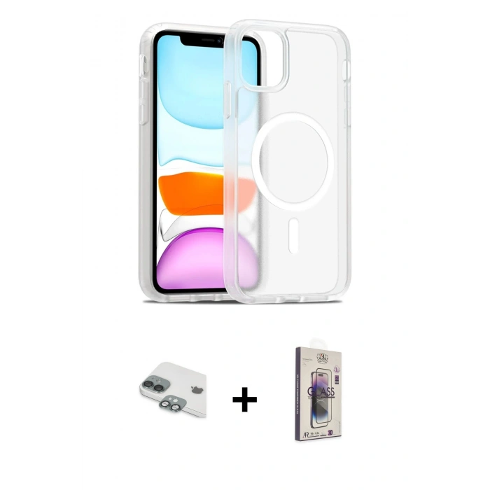 MARSİLYAN™- iPhone 11 Kılıf Siluet Minimal Prime - Siyah Bilvis 3D Cam Ekran Koruyucu + Pers Alüminyum Kamera Lens - YL