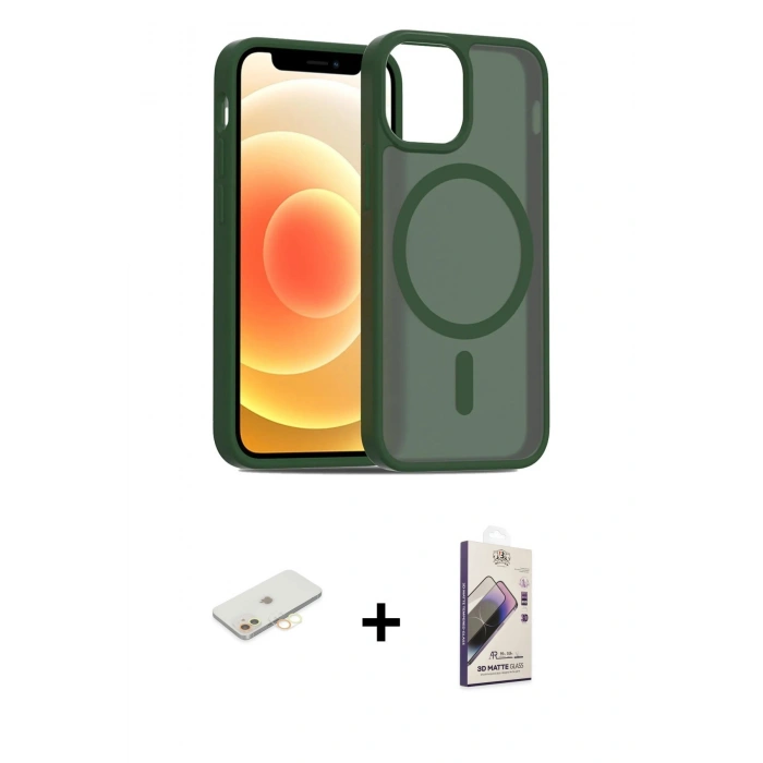 MARSİLYAN™- iPhone 11 Kılıf Siluet Minimal Prime - Siyah Bilvis 3D Mat Cam Ekran Koruyucu + Renkli Kamera Lens Koruma Cam - SI
