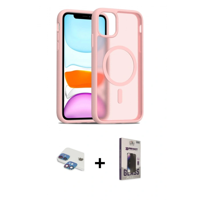 MARSİLYAN™- iPhone 11 Kılıf Siluet Minimal Prime - Siyah Bilvis Hayalet Cam Ekran Koruyucu + Pers Alüminyum Kamera Lens - GI