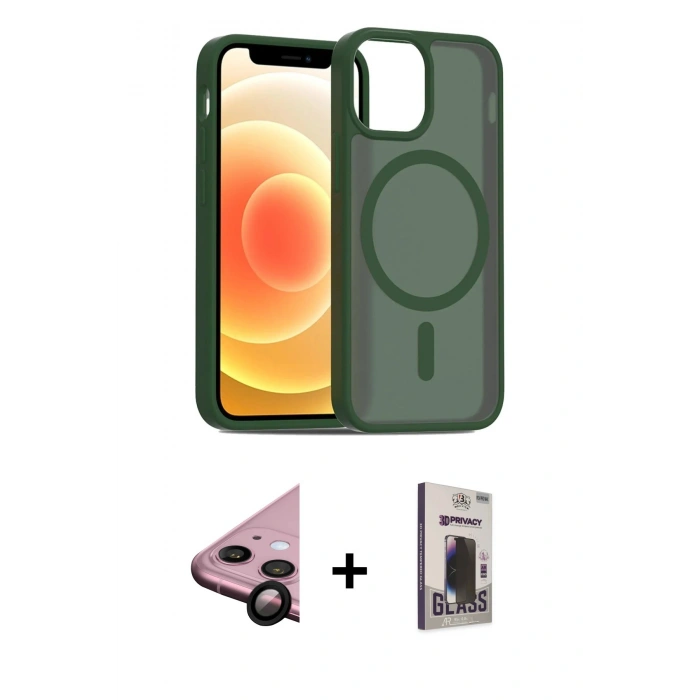 MARSİLYAN™- iPhone 11 Kılıf Siluet Minimal Prime - Siyah Bilvis Hayalet Cam Ekran Koruyucu + Siyah Raze Metal Kamera Lens