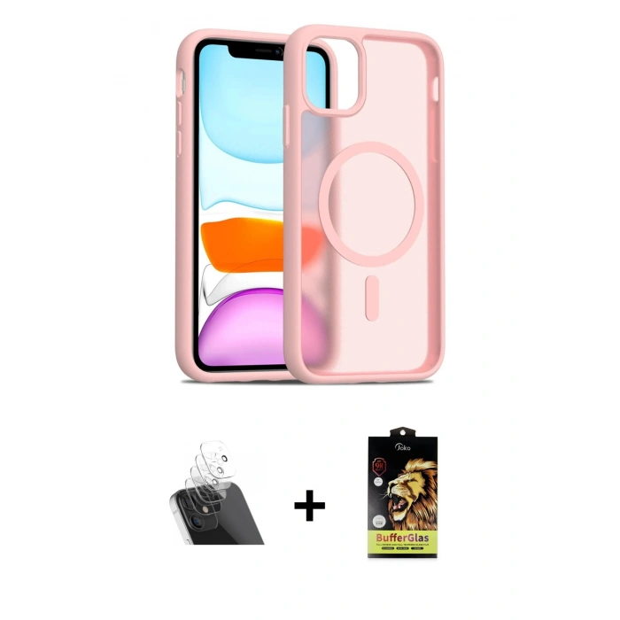 MARSİLYAN™- iPhone 11 Kılıf Siluet Minimal Prime - Siyah Buffer Cam Ekran Koruyucu + Kamera Lens Koruma Cam - SF