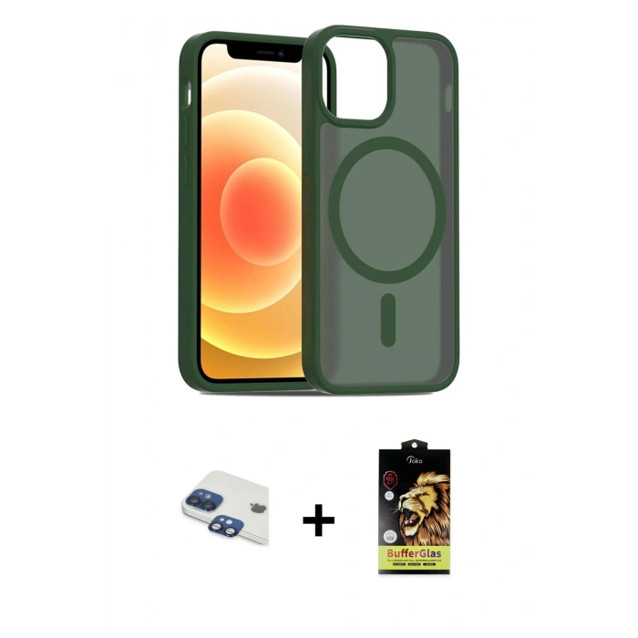 MARSİLYAN™- iPhone 11 Kılıf Siluet Minimal Prime - Siyah Buffer Cam Ekran Koruyucu + Lacivert Pers Alüminyum Kamera Lens