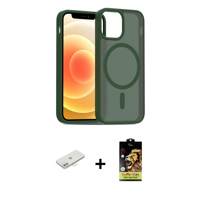 MARSİLYAN™- iPhone 11 Kılıf Siluet Minimal Prime - Siyah Buffer Cam Ekran Koruyucu + Renkli Kamera Lens Koruma Cam - YL