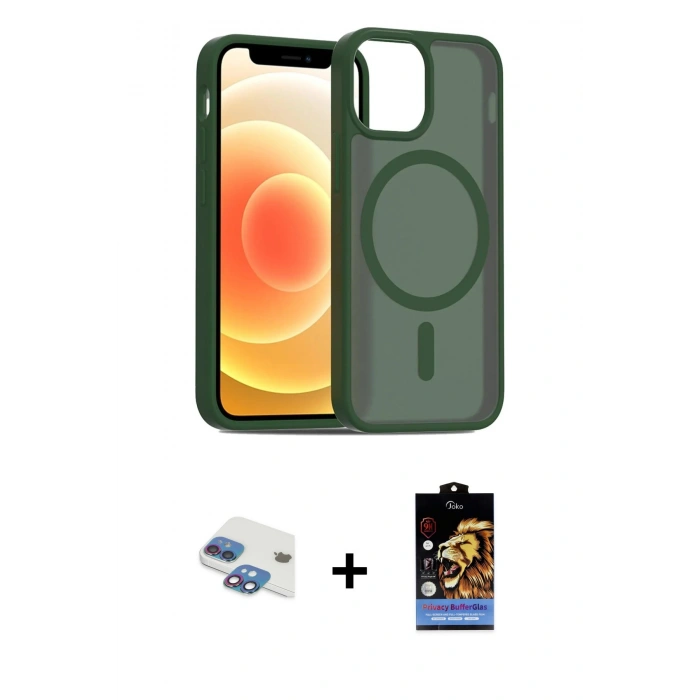 MARSİLYAN™- iPhone 11 Kılıf Siluet Minimal Prime - Siyah Buffer Hayalet Cam Ekran Koruyucu + Pers Alüminyum Kamera Lens - GI