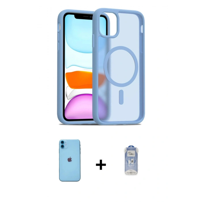 MARSİLYAN™- iPhone 11 Kılıf Siluet Minimal Prime - Siyah Joko Magic 5D Cam + Neon Fosforlu Kamera Lens - MI