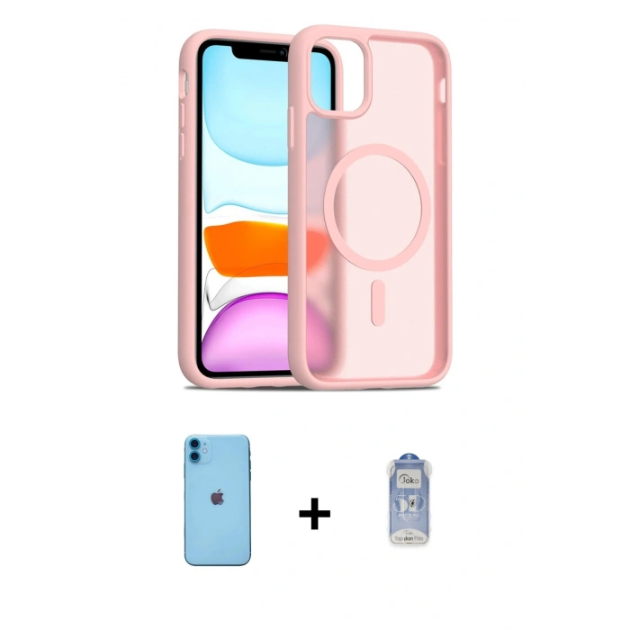 MARSİLYAN™- iPhone 11 Kılıf Siluet Minimal Prime - Siyah Joko Magic 5D Cam + Neon Fosforlu Kamera Lens - MI