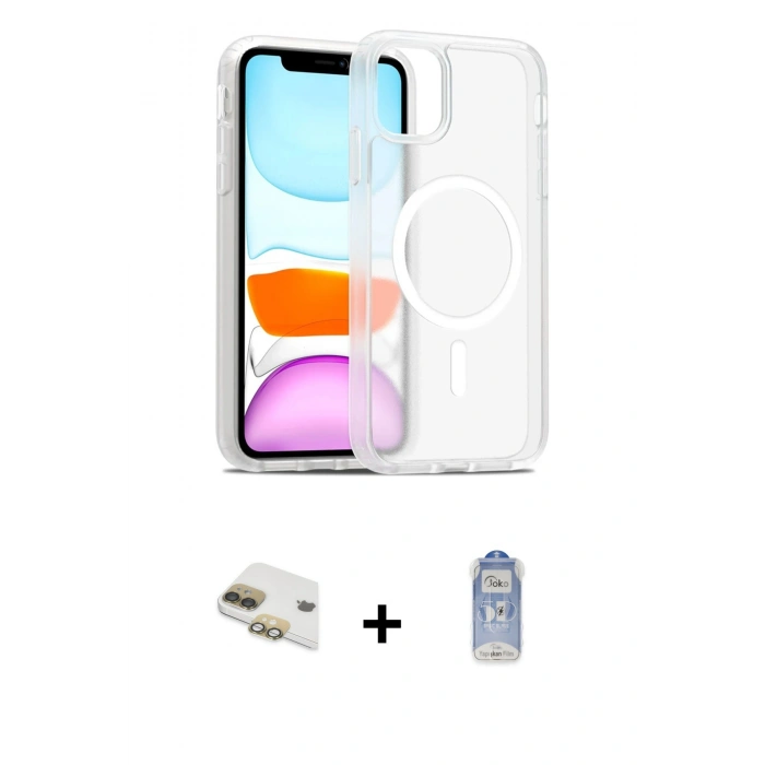 MARSİLYAN™- iPhone 11 Kılıf Siluet Minimal Prime - Siyah Joko Magic 5D Cam + Pers Alüminyum Kamera Lens - GD