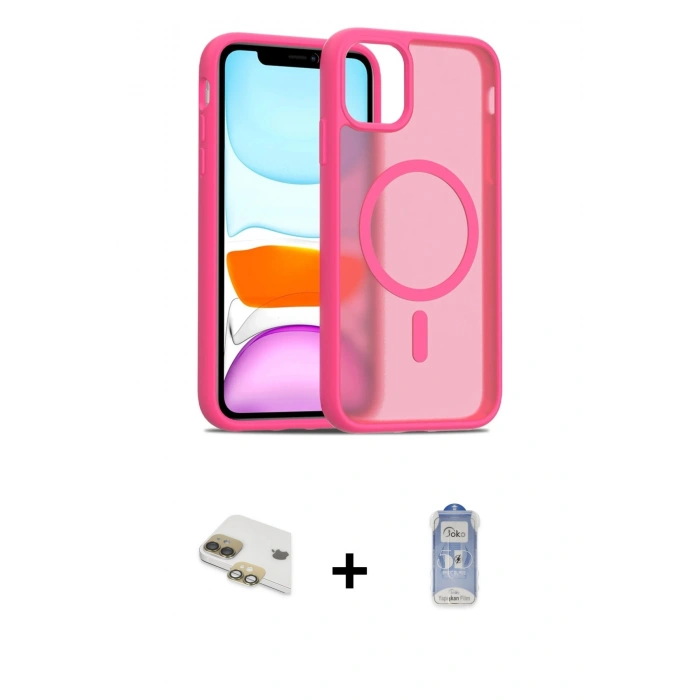 MARSİLYAN™- iPhone 11 Kılıf Siluet Minimal Prime - Siyah Joko Magic 5D Cam + Pers Alüminyum Kamera Lens - GD