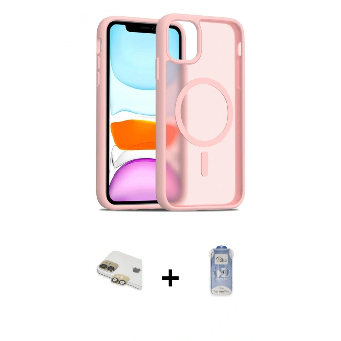 MARSİLYAN™- iPhone 11 Kılıf Siluet Minimal Prime - Siyah Joko Magic 5D Cam + Pers Alüminyum Kamera Lens - GD