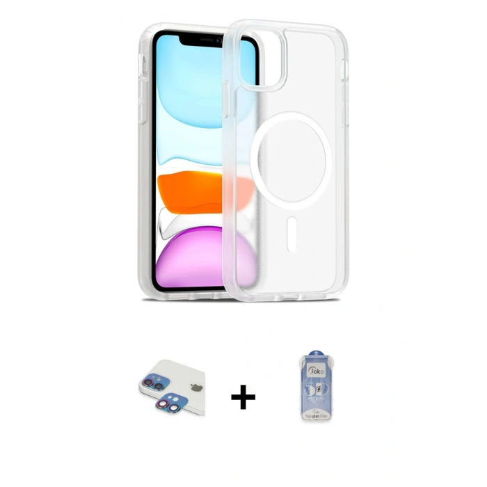 MARSİLYAN™- iPhone 11 Kılıf Siluet Minimal Prime - Siyah Joko Magic 5D Cam + Pers Alüminyum Kamera Lens - GI