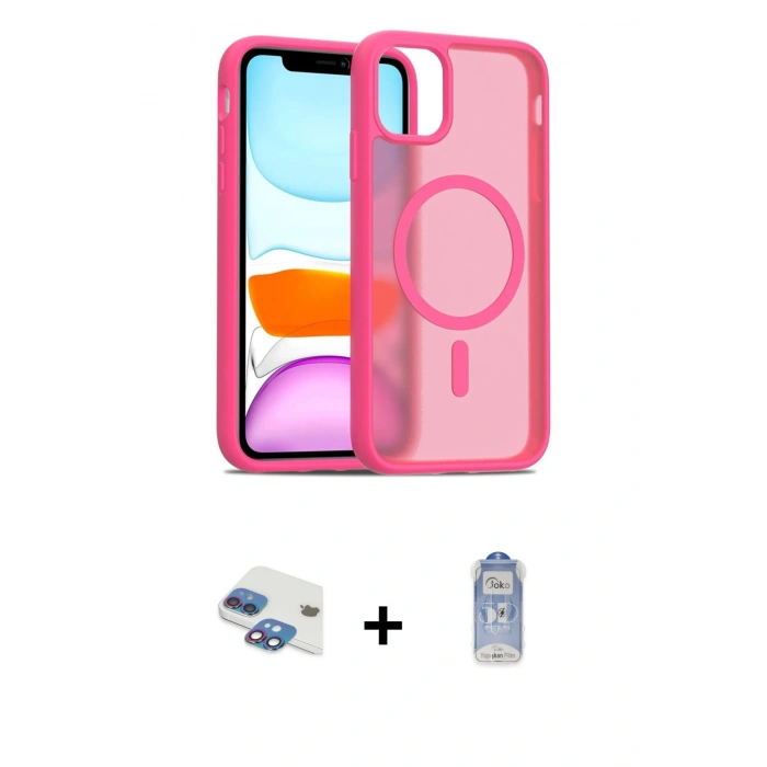 MARSİLYAN™- iPhone 11 Kılıf Siluet Minimal Prime - Siyah Joko Magic 5D Cam + Pers Alüminyum Kamera Lens - GI