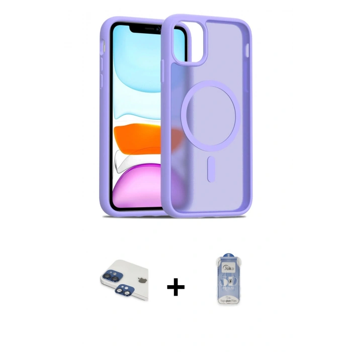 MARSİLYAN™- iPhone 11 Kılıf Siluet Minimal Prime - Siyah Joko Magic 5D Cam + Pers Alüminyum Kamera Lens - LT