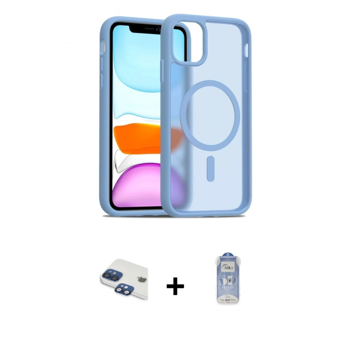 MARSİLYAN™- iPhone 11 Kılıf Siluet Minimal Prime - Siyah Joko Magic 5D Cam + Pers Alüminyum Kamera Lens - LT
