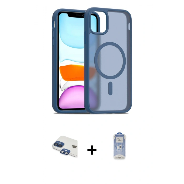 MARSİLYAN™- iPhone 11 Kılıf Siluet Minimal Prime - Siyah Joko Magic 5D Cam + Pers Alüminyum Kamera Lens - LT