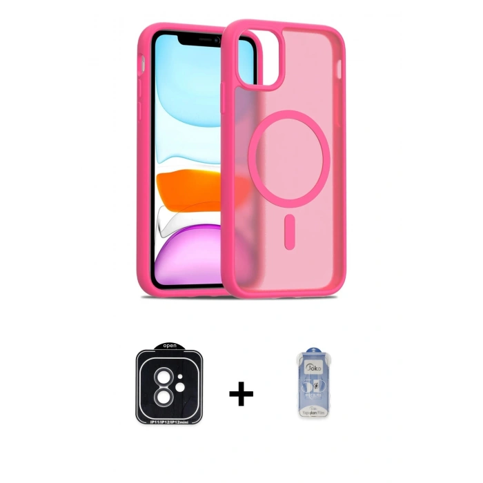 MARSİLYAN™- iPhone 11 Kılıf Siluet Minimal Prime - Siyah Joko Magic 5D Cam + PVD Metal Kamera Lens - SH