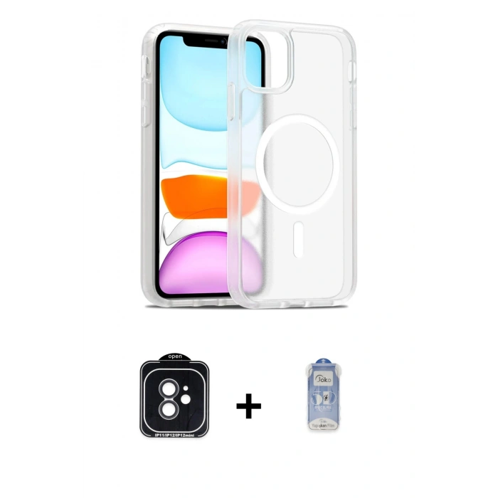 MARSİLYAN™- iPhone 11 Kılıf Siluet Minimal Prime - Siyah Joko Magic 5D Cam + PVD Metal Kamera Lens - SH