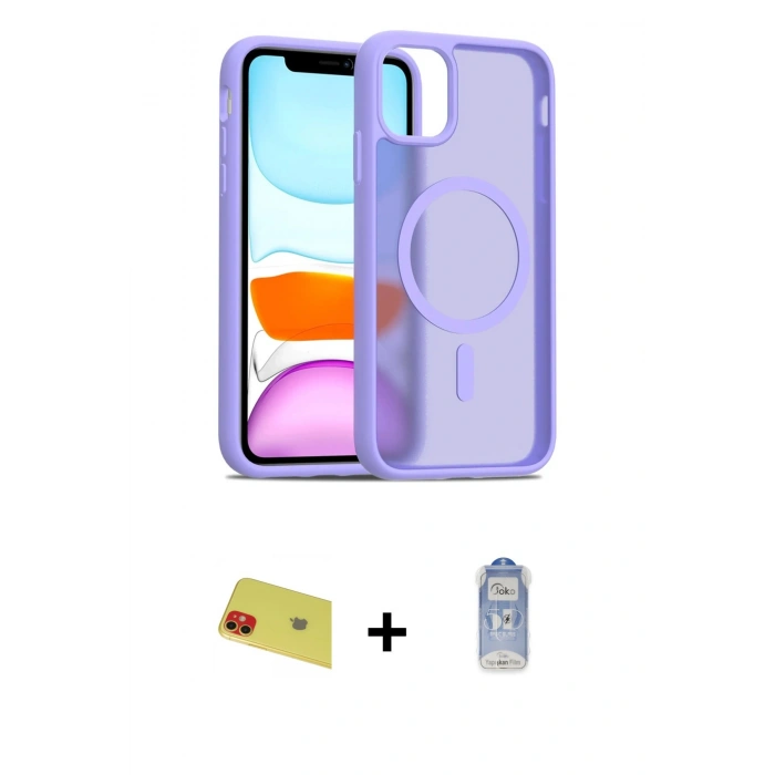 MARSİLYAN™- iPhone 11 Kılıf Siluet Minimal Prime - Siyah Joko Magic 5D Cam + Rainbow Kamera Lens Koruma Cam - KI