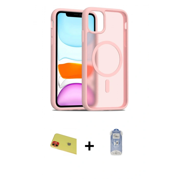 MARSİLYAN™- iPhone 11 Kılıf Siluet Minimal Prime - Siyah Joko Magic 5D Cam + Rainbow Kamera Lens Koruma Cam - KI
