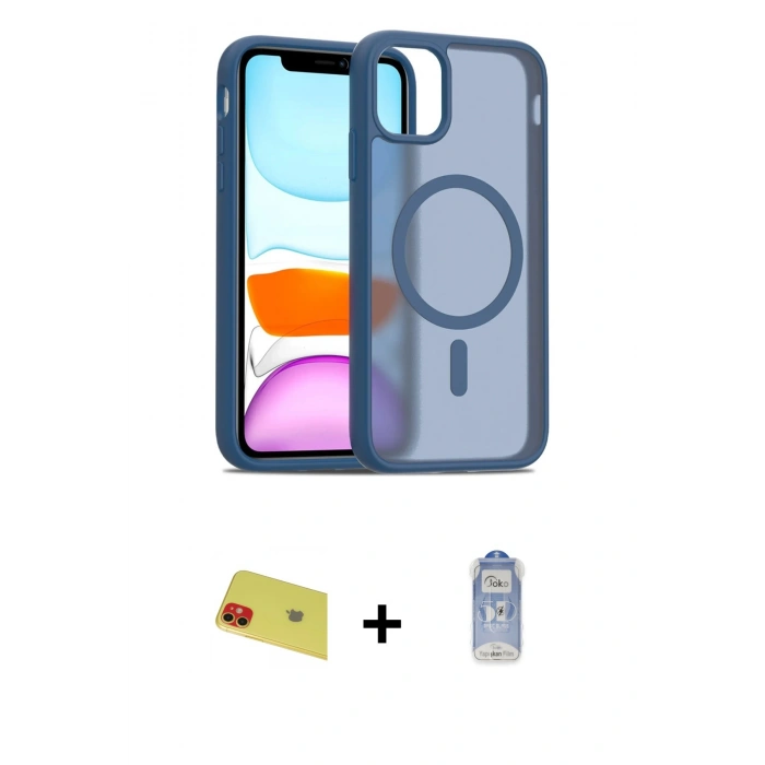 MARSİLYAN™- iPhone 11 Kılıf Siluet Minimal Prime - Siyah Joko Magic 5D Cam + Rainbow Kamera Lens Koruma Cam - KI