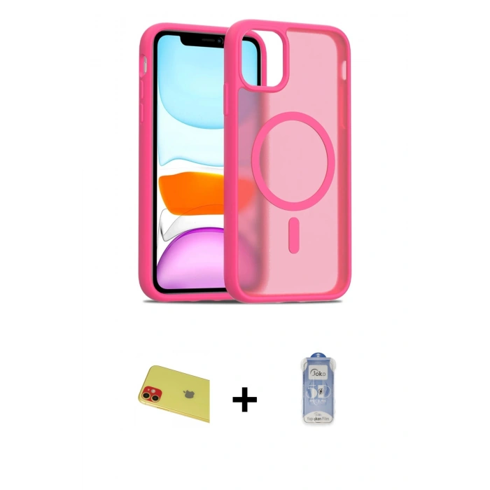MARSİLYAN™- iPhone 11 Kılıf Siluet Minimal Prime - Siyah Joko Magic 5D Cam + Rainbow Kamera Lens Koruma Cam - KI