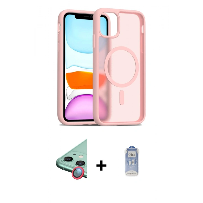 MARSİLYAN™- iPhone 11 Kılıf Siluet Minimal Prime - Siyah Joko Magic 5D Cam + Raze Metal Kamera Lens - KI