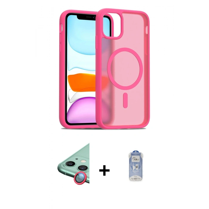 MARSİLYAN™- iPhone 11 Kılıf Siluet Minimal Prime - Siyah Joko Magic 5D Cam + Raze Metal Kamera Lens - KI