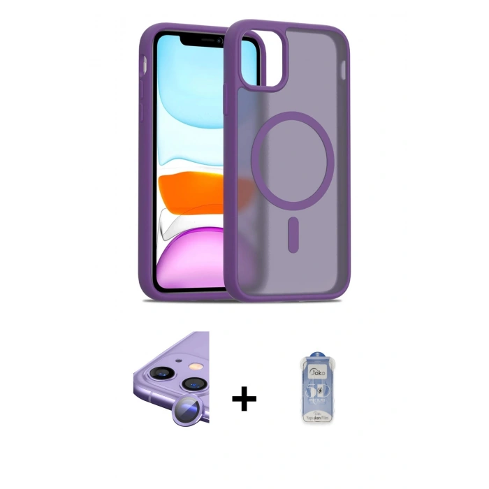 MARSİLYAN™- iPhone 11 Kılıf Siluet Minimal Prime - Siyah Joko Magic 5D Cam + Raze Metal Kamera Lens - MR