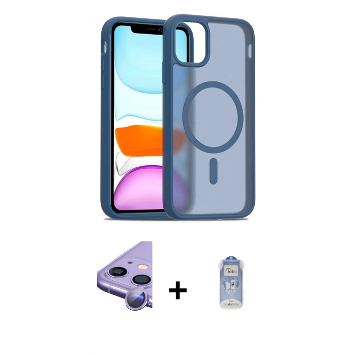 MARSİLYAN™- iPhone 11 Kılıf Siluet Minimal Prime - Siyah Joko Magic 5D Cam + Raze Metal Kamera Lens - MR