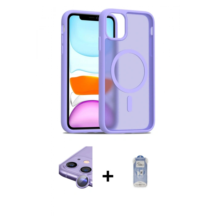 MARSİLYAN™- iPhone 11 Kılıf Siluet Minimal Prime - Siyah Joko Magic 5D Cam + Raze Metal Kamera Lens - MR