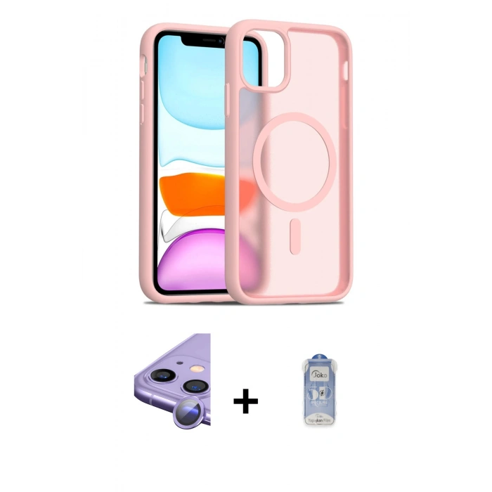 MARSİLYAN™- iPhone 11 Kılıf Siluet Minimal Prime - Siyah Joko Magic 5D Cam + Raze Metal Kamera Lens - MR