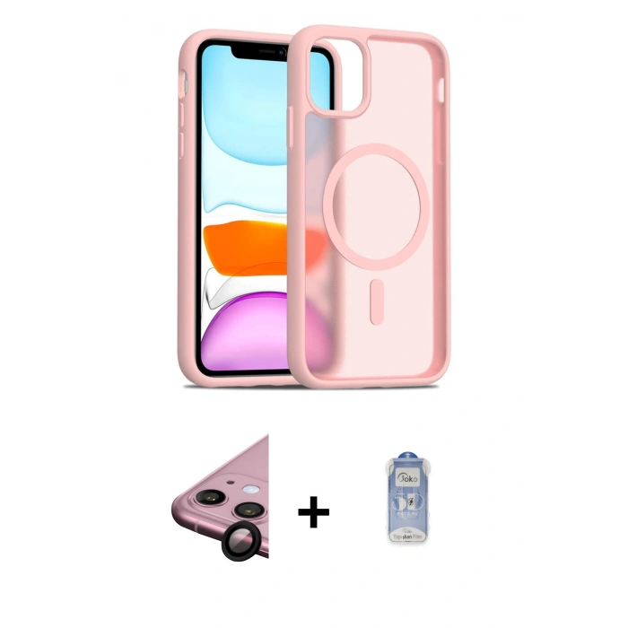 MARSİLYAN™- iPhone 11 Kılıf Siluet Minimal Prime - Siyah Joko Magic 5D Cam + Raze Metal Kamera Lens - SH