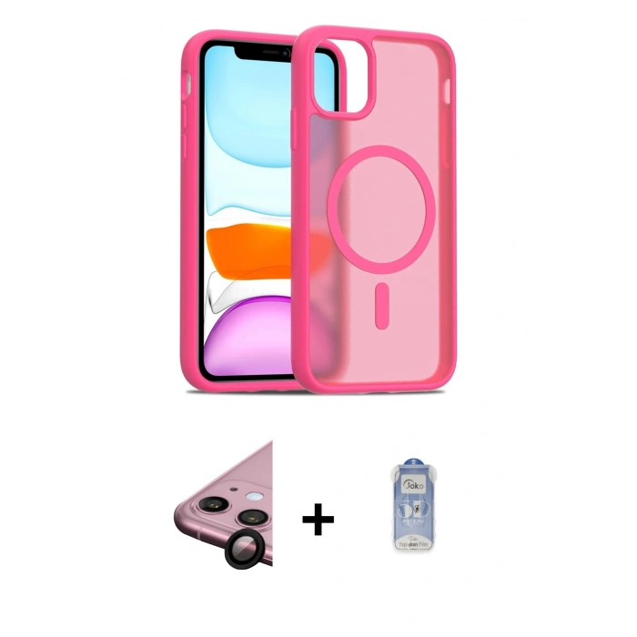 MARSİLYAN™- iPhone 11 Kılıf Siluet Minimal Prime - Siyah Joko Magic 5D Cam + Raze Metal Kamera Lens - SH