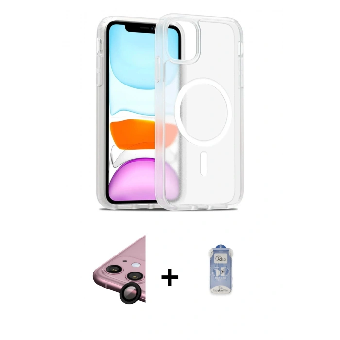 MARSİLYAN™- iPhone 11 Kılıf Siluet Minimal Prime - Siyah Joko Magic 5D Cam + Raze Metal Kamera Lens - SH