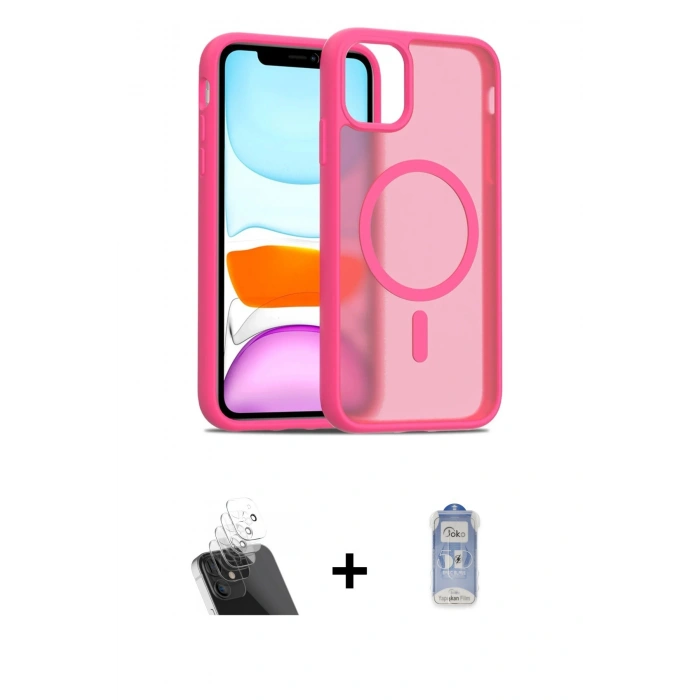 MARSİLYAN™- iPhone 11 Kılıf Siluet Minimal Prime - Siyah Joko Magic 5D Cam + Şeffaf Kamera Lens Koruma Cam