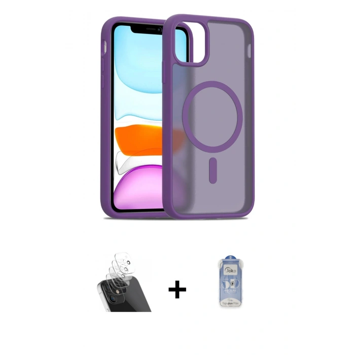 MARSİLYAN™- iPhone 11 Kılıf Siluet Minimal Prime - Siyah Joko Magic 5D Cam + Şeffaf Kamera Lens Koruma Cam