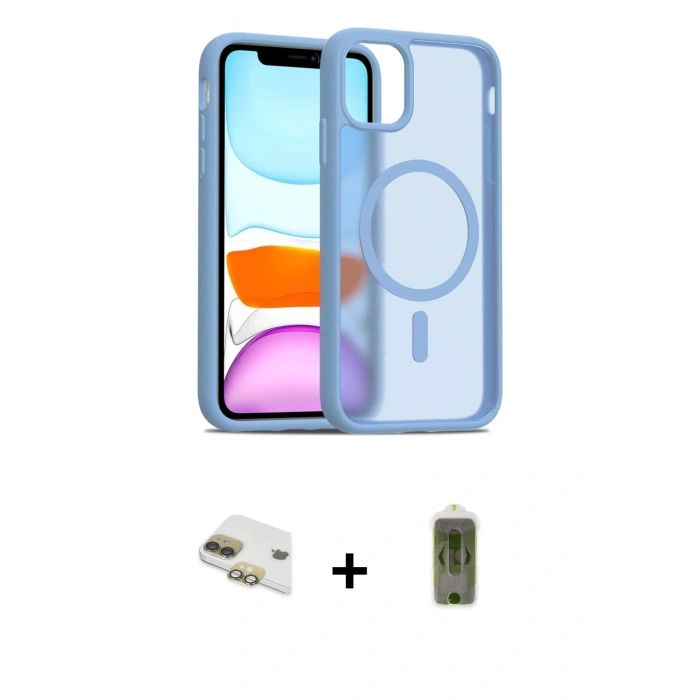 MARSİLYAN™- iPhone 11 Kılıf Siluet Minimal Prime - Siyah Joko Magic 5D Hayalet Cam + Pers Alüminyum Kamera Lens - GD