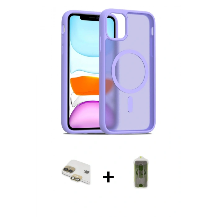 MARSİLYAN™- iPhone 11 Kılıf Siluet Minimal Prime - Siyah Joko Magic 5D Hayalet Cam + Pers Alüminyum Kamera Lens - GD