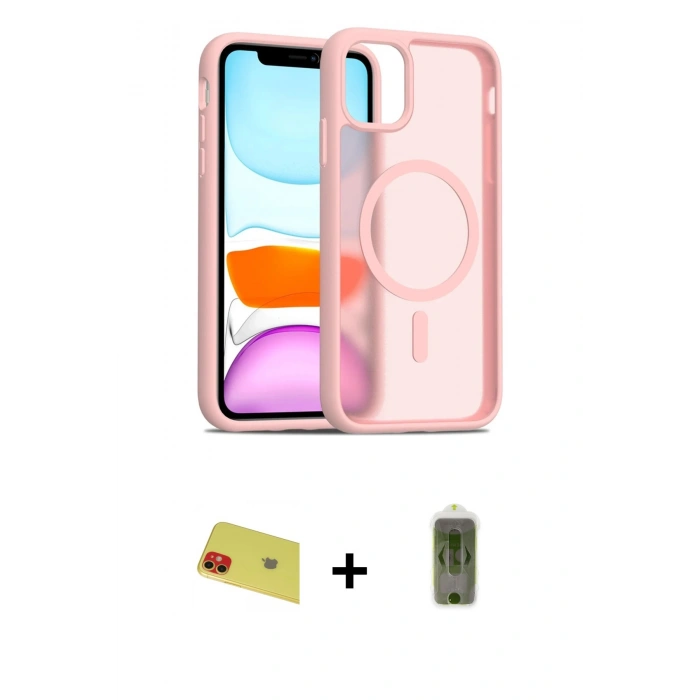 MARSİLYAN™- iPhone 11 Kılıf Siluet Minimal Prime - Siyah Joko Magic 5D Hayalet Cam + Rainbow Kamera Lens Koruma Cam - KI
