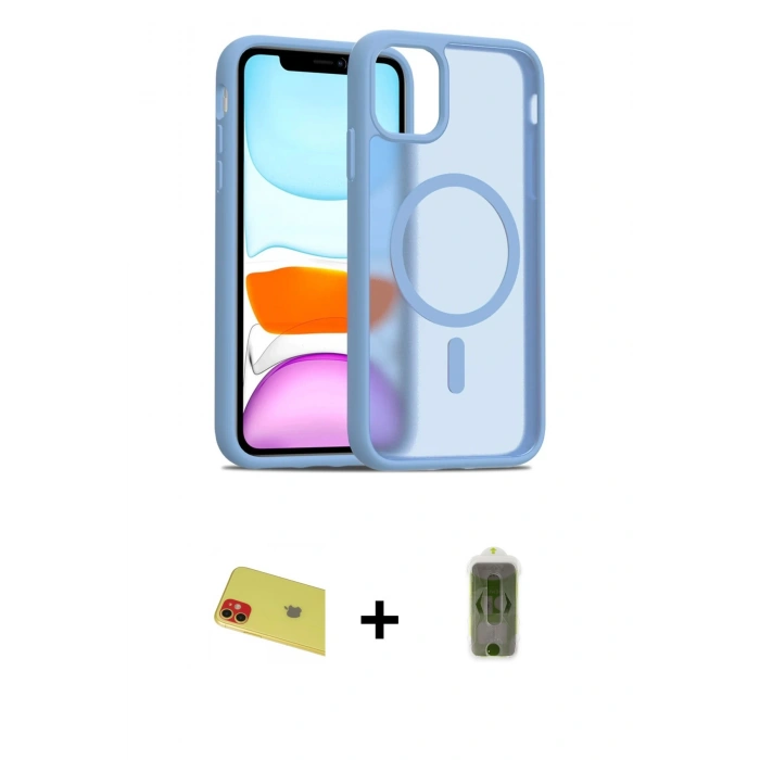 MARSİLYAN™- iPhone 11 Kılıf Siluet Minimal Prime - Siyah Joko Magic 5D Hayalet Cam + Rainbow Kamera Lens Koruma Cam - KI